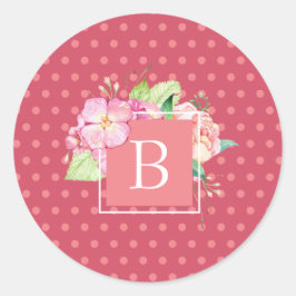 Adesivo Inicial Monograma Floral Rosa