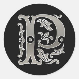 Adesivo inicial P redondo em prata