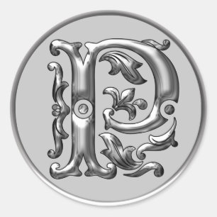 Adesivo inicial P redondo em prata