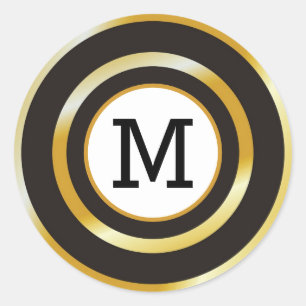 Adesivo Inicial preta e Dourado do monograma