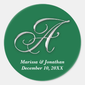 Adesivo Inicial Um nome personalizado de monograma verde f