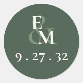 Adesivo Iniciales em Verde Musgo de Letra Cursiva Minimali
