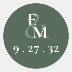 Adesivo Iniciales em Verde Musgo de Letra Cursiva Minimali
