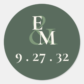 Adesivo Iniciales em Verde Musgo de Letra Cursiva Minimali