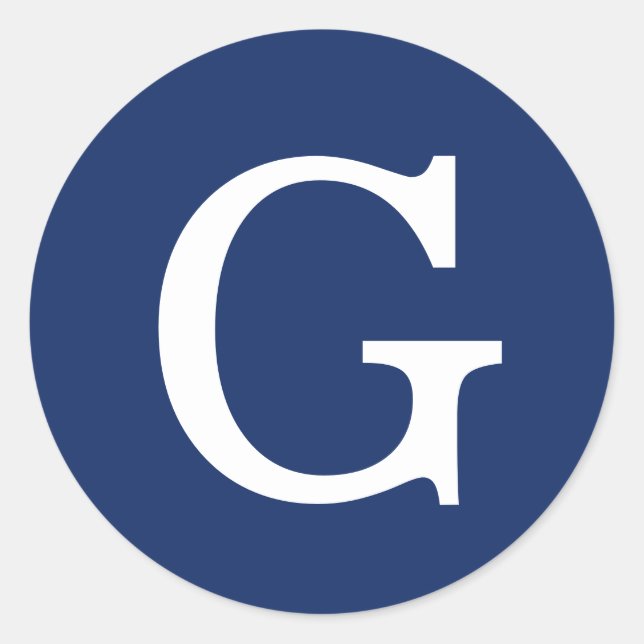 Adesivo Initial Letter Monogram Blue White Plain Simple (Frente)