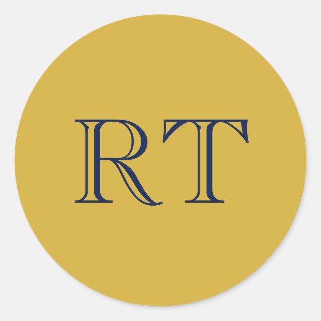 Adesivo Initial Letters Monogram Gold & Blue Plain Simple (Frente)