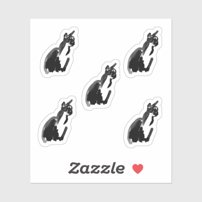 Adesivo Ink Cartoon Cat Drawing Custom-Cut Vinyl Stickers (Folha)