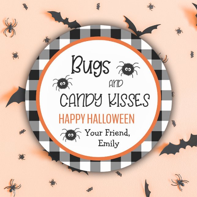 Adesivo Insetos bonitos e Kisses do Festa do Dia das Bruxa (Cute Bugs & Kisses Halloween Party Favors for Kids Classic Round Sticker)