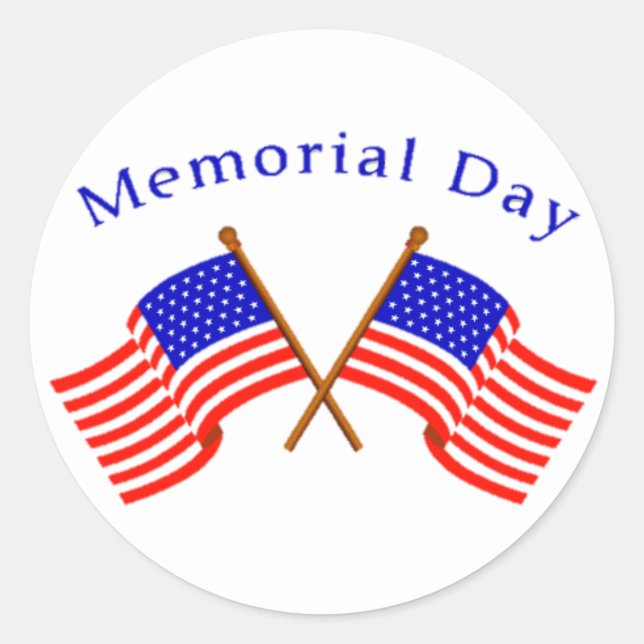 Adesivo Insígnia de Bandeiras Cruzadas do Dia da Memória ("Patriotic pride for Memorial Day moments")