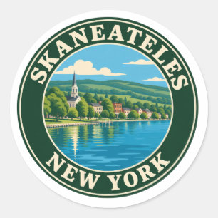 Adesivo Insígnia de Viagem Plana de Skaneateles Nova York