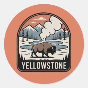 Adesivo Insígnia Retro do Parque de Bisonte de Yellowstone