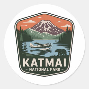 Adesivo Insígnia Vintage do Parque Nacional Katmai