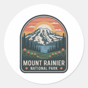 Adesivo Insígnia Vintage do Parque Nacional Mount Rainier