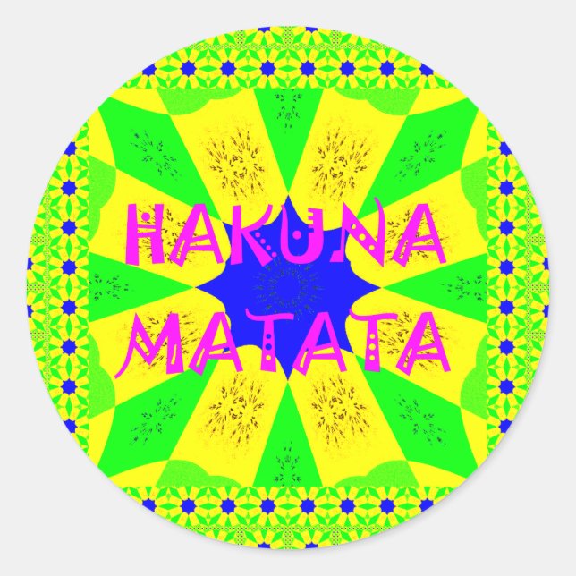 Adesivo Inspirador Hakuna Matata: Belo Azul e Amarelo (Frente)