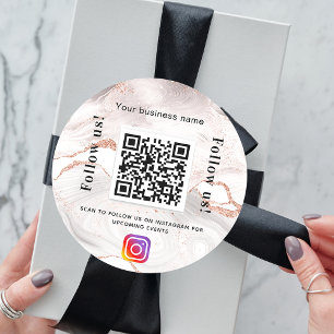 Adesivo instagrama de código qr da rosa gold marble busine