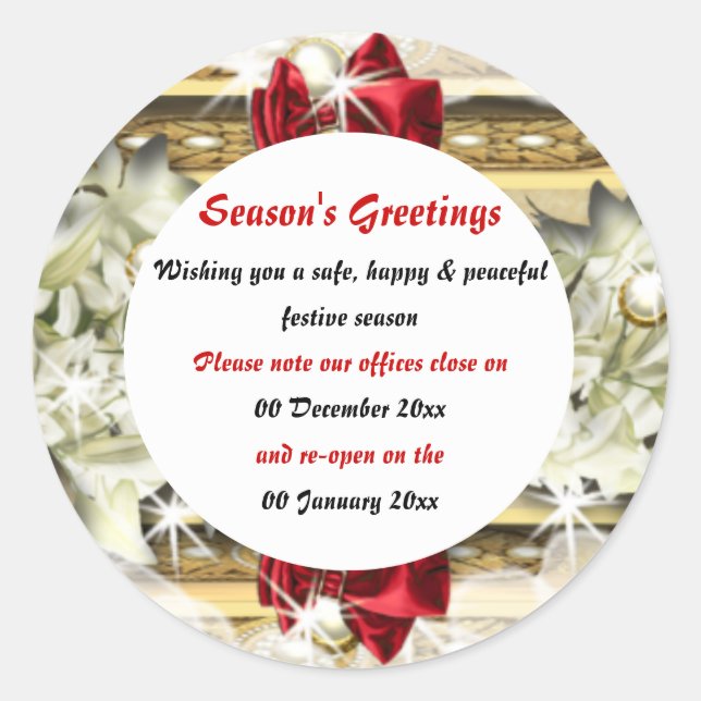 Adesivo Instalações de escritórios de Natal fechadas de vo (Frente)