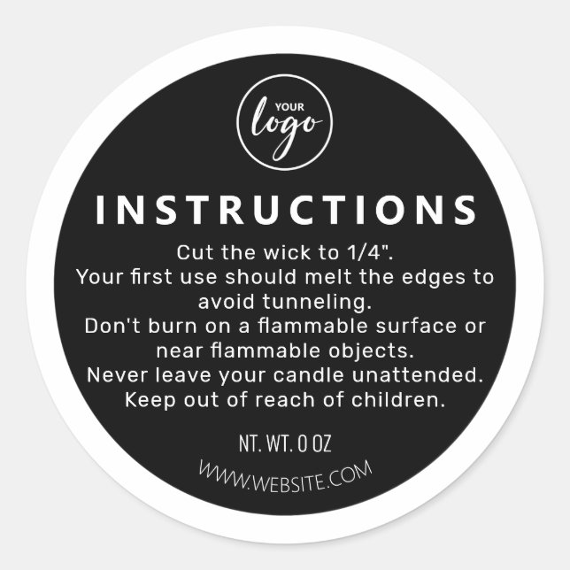 Adesivo Instrução de cuidado da Vela Preta Inferior da Vel (Frente)