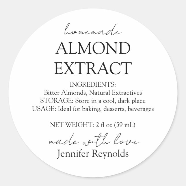 Adesivo Instruções para Frasco de Extrato de Amêndoa Homem (Frente)