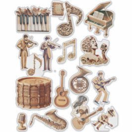 Adesivo instrumentos musicais músicos artesanatos de papel