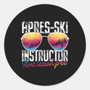 Adesivo Instrutor de Après Ski Primeira Lição Grátis Funny