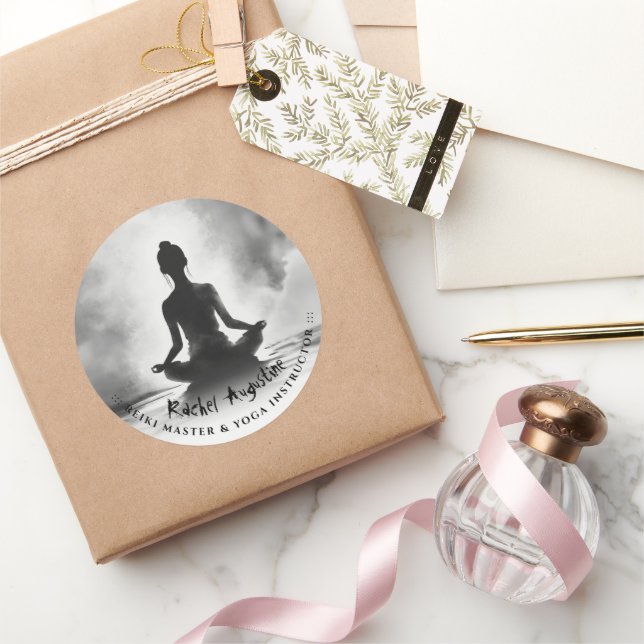 Adesivo Instrutor de Meditação de Yoga Lotus Pose Pintura (Presentear)