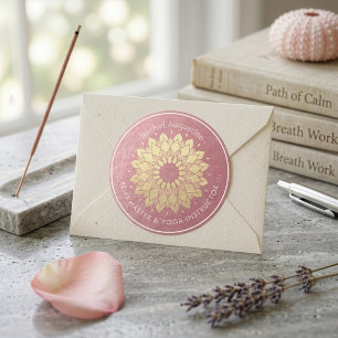Adesivo Instrutor de Meditação de Yoga Rosa Dourado Mandal