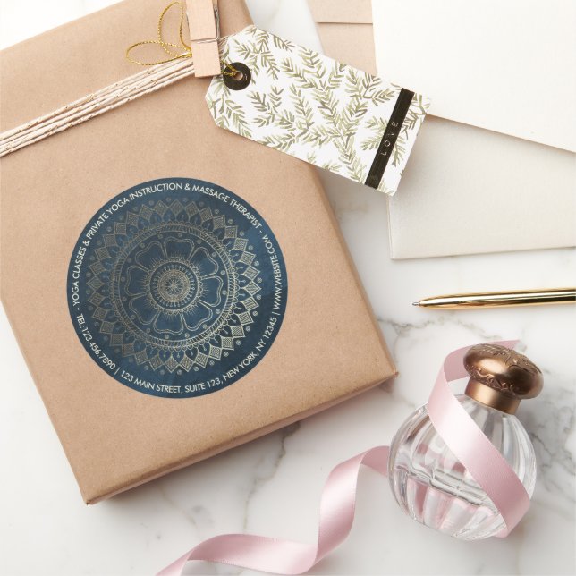 Adesivo Instrutor de Meditação Yoga Dourado Mandala Marinh (Presentear)