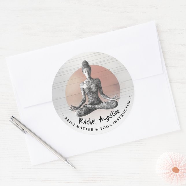 Adesivo Instrutor de Meditação Yoga Reiki Master Lotus Pos (Envelope)