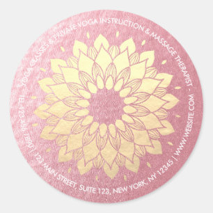 Adesivo Instrutor de Meditação Yoga Rosa Dourado Mandala