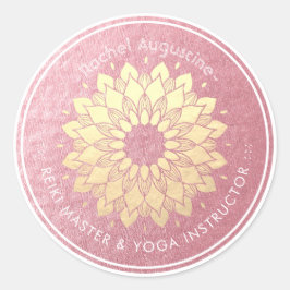 Adesivo Instrutor de Meditação Yoga Rosa Dourado Mandala L