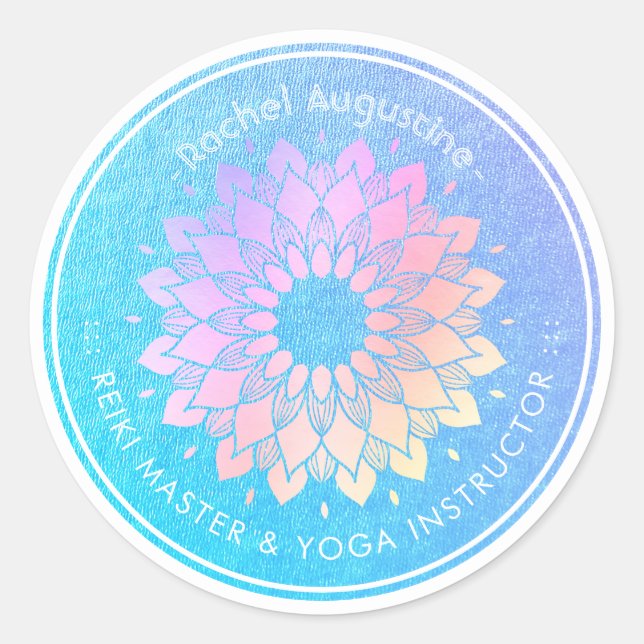 Adesivo Instrutor de Meditação Yoga Rosa Gold Foil Mandala (Frente)