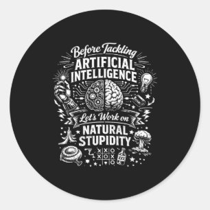 Adesivo inteligência artificial estupidez natural antes