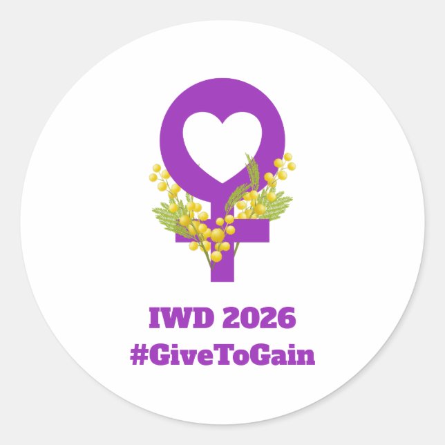 Adesivo International Women's Day 2026 IWD Give To Gain (Frente)