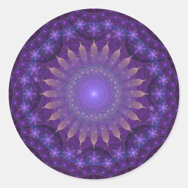 Adesivo Intrair Mandala Fractal | Roxo, Azul, Laranja (Frente)