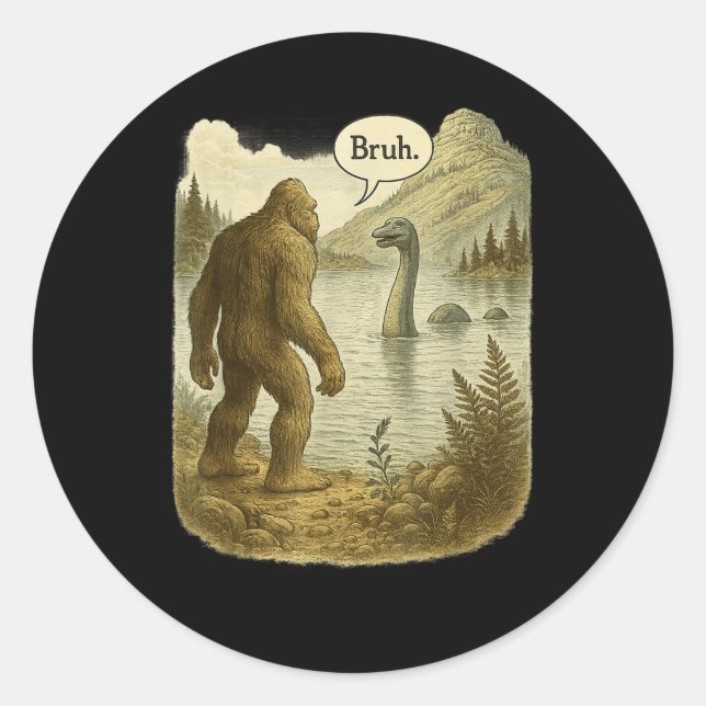 Adesivo Introdutor do Monstro do Ness Ness, Sasquatch Loch (Frente)