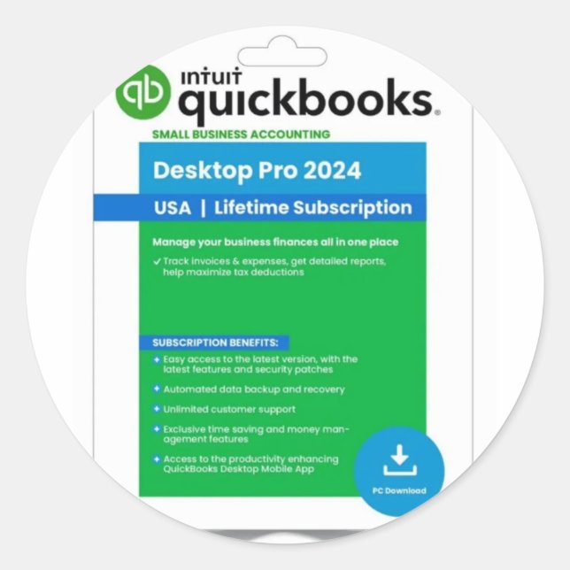 Adesivo Intuit Quickbooks Desktop Pro Edition 2024 Para 3  (Frente)