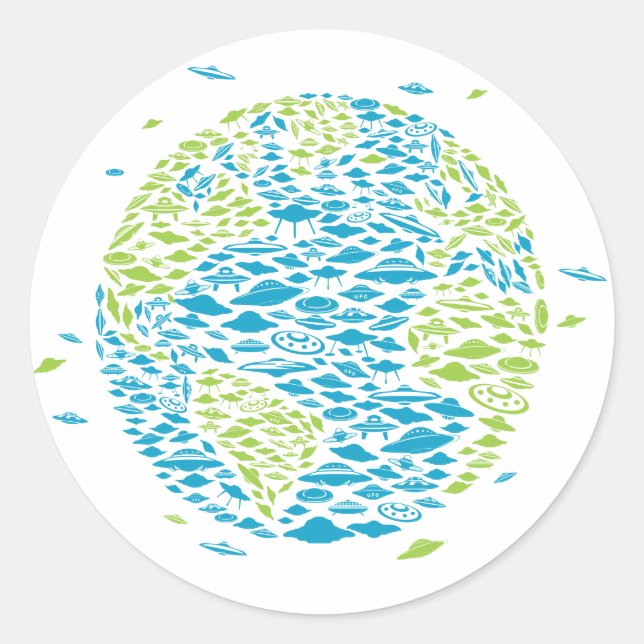 Adesivo Invasão do mundo, Alienígenas, navios espaciais (Frente)