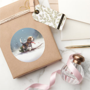 Adesivo Inverno da neve do Natal da Beagle