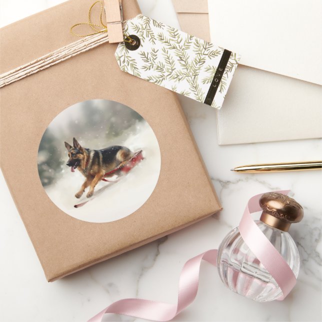 Adesivo Inverno de german shepherd Natal (Presentear)
