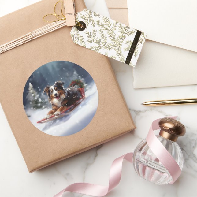 Adesivo Inverno de neve de Natal em Shepherd australiano (Presentear)