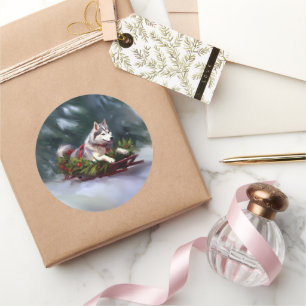 Adesivo Inverno de neve de Natal Siberian Husky