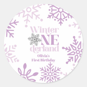 Adesivo Inverno Onederland Floco de Neve Roxo Aniversário 