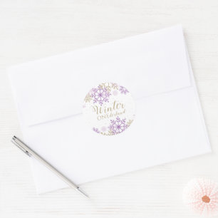 Adesivo Inverno Onederland Floco de Neve Roxo e Dourado