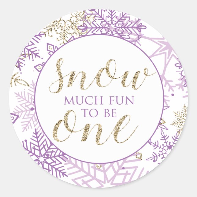 Adesivo Inverno Onederland Floco de Neve Roxo e Dourado (Frente)