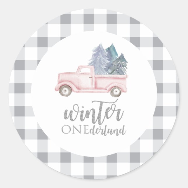 Adesivo Inverno Onederland Primeiro Aniversário caminhão r (Frente)