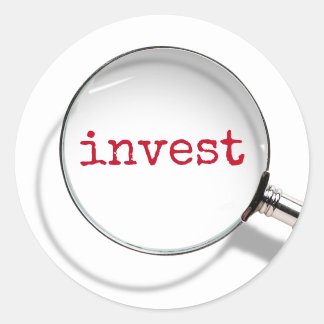 Adesivo Investir Texto Sob Lupa (Frente)