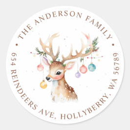 Adesivo Invólucro de Natal da impressora Watercolor Reinde