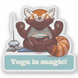 Adesivo Ioga do Panda Vermelho É Magia! Arte de Meditação