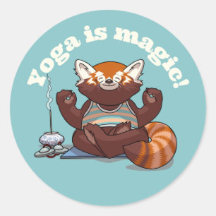 Adesivo Ioga do Panda Vermelho É Magia! Arte de Meditação