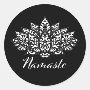 Adesivo Ioga elegante Namaste de Lotus preto & branco